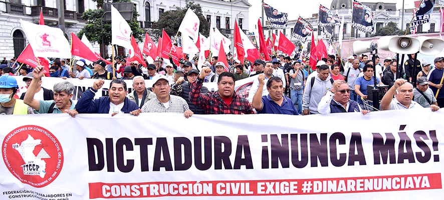 Construcción civil se movilizó exigiendo la renuncia de Boluarte